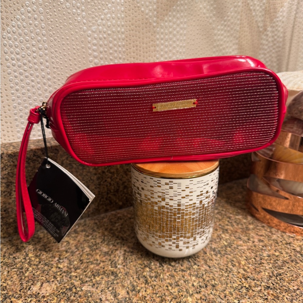 Giorgio Armani Red Women's Makeup Clutch Bag NWT